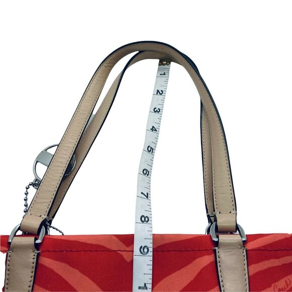 Coach Womens F23283 Orange Tan Canvas Zebra Print Leather Trim Tote Handbag - Picture 12 of 12